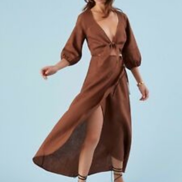 Reformation Crete Dress Size M Toffee - Picture 2 of 3